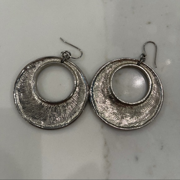 Silver drop hoop earrings - Picture 5 of 5